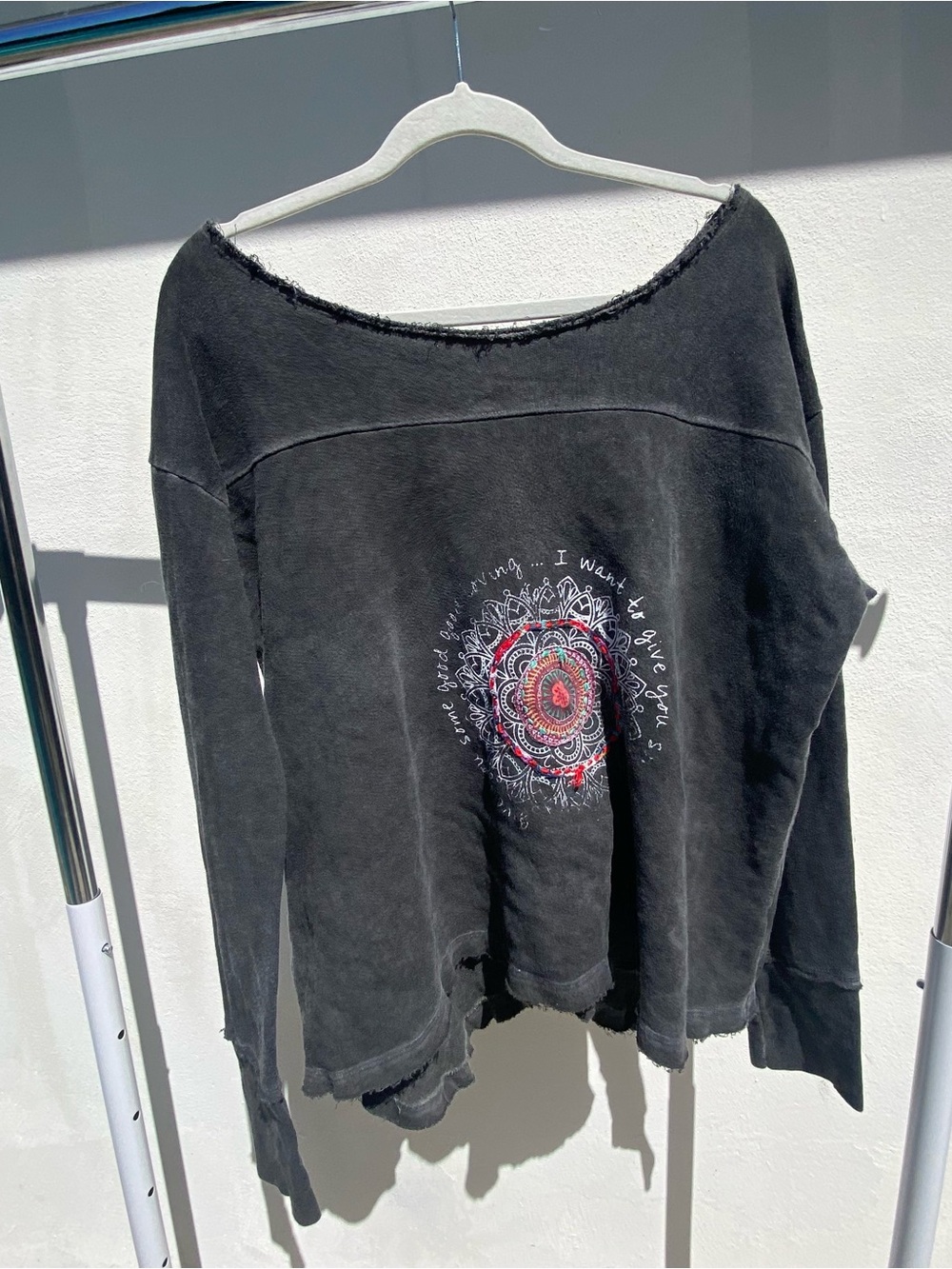 MORA Boutique Charcoal Grey Mandala Sweatshirt Size Medium